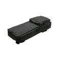 Black waterproof electric bike battery storage bag with elongated rectangular shape and zippered main and front compartments.