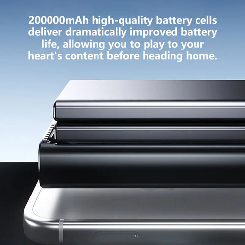 Sleek, grey 120W portable power bank featuring a high-capacity 200,000mAh battery for long-lasting performance.