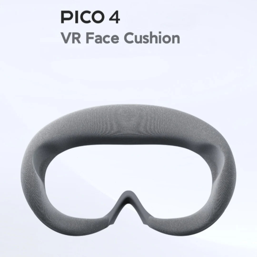 Grey fabric Pico 4 VR face cushion replacement with a contoured, curved foam shape and nose cutout.