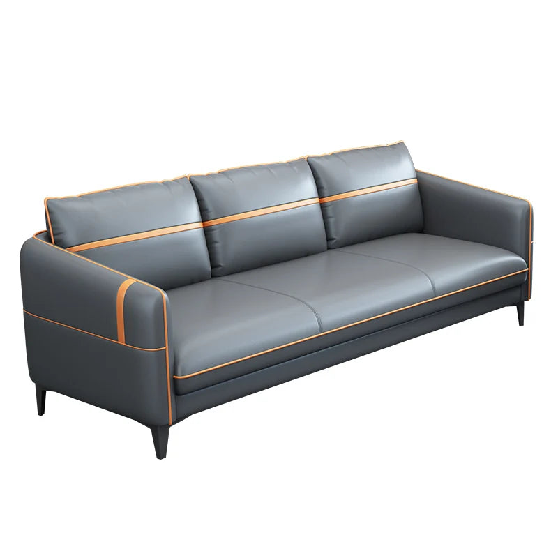 Office Leather Sofa - Modern Business Meeting Leisure Lounge Area
