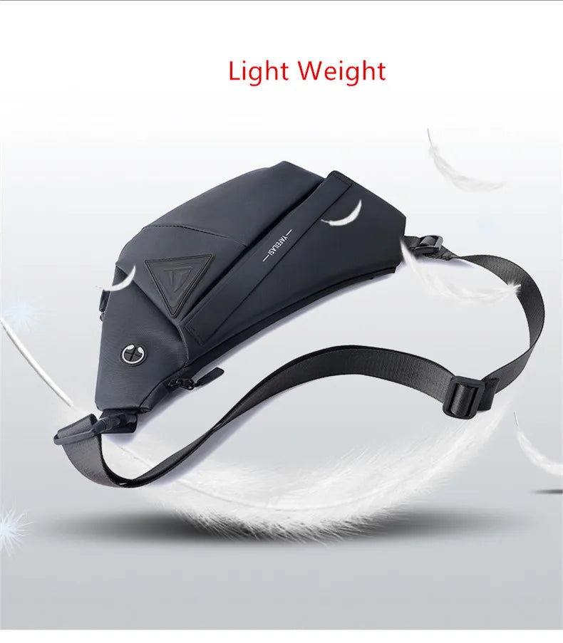 Lightweight, dark grey anti-theft crossbody sling bag with adjustable strap and a sleek, modern minimalist design.