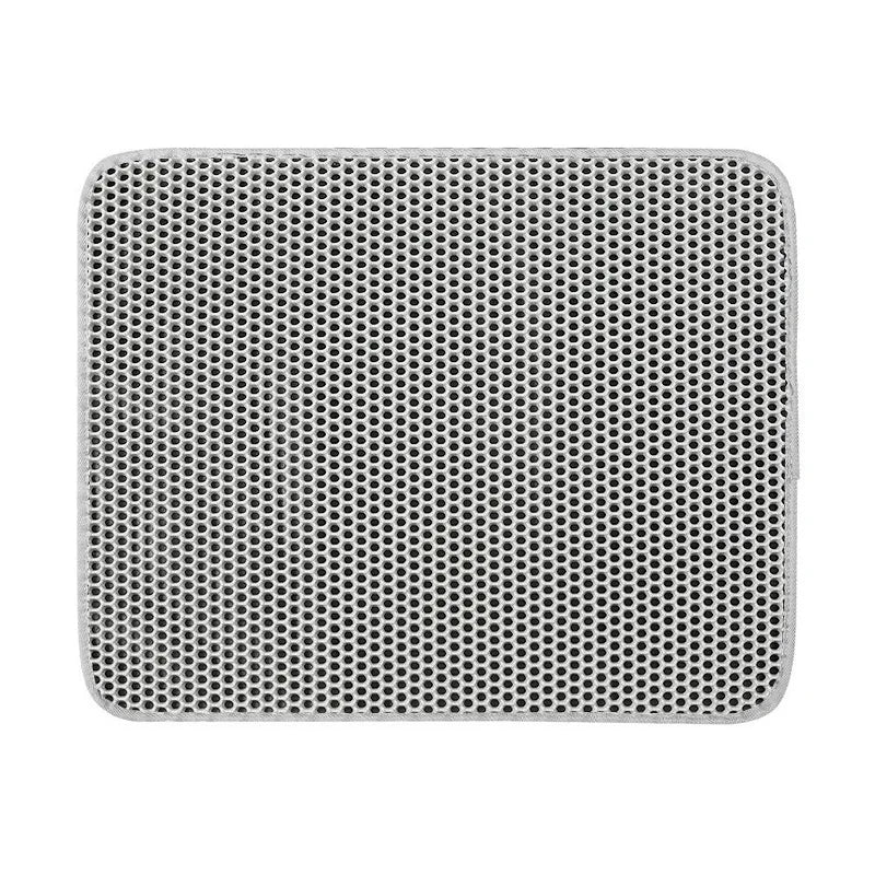 Large grey cat litter trapping mat with a textured honeycomb surface, designed to catch loose litter.