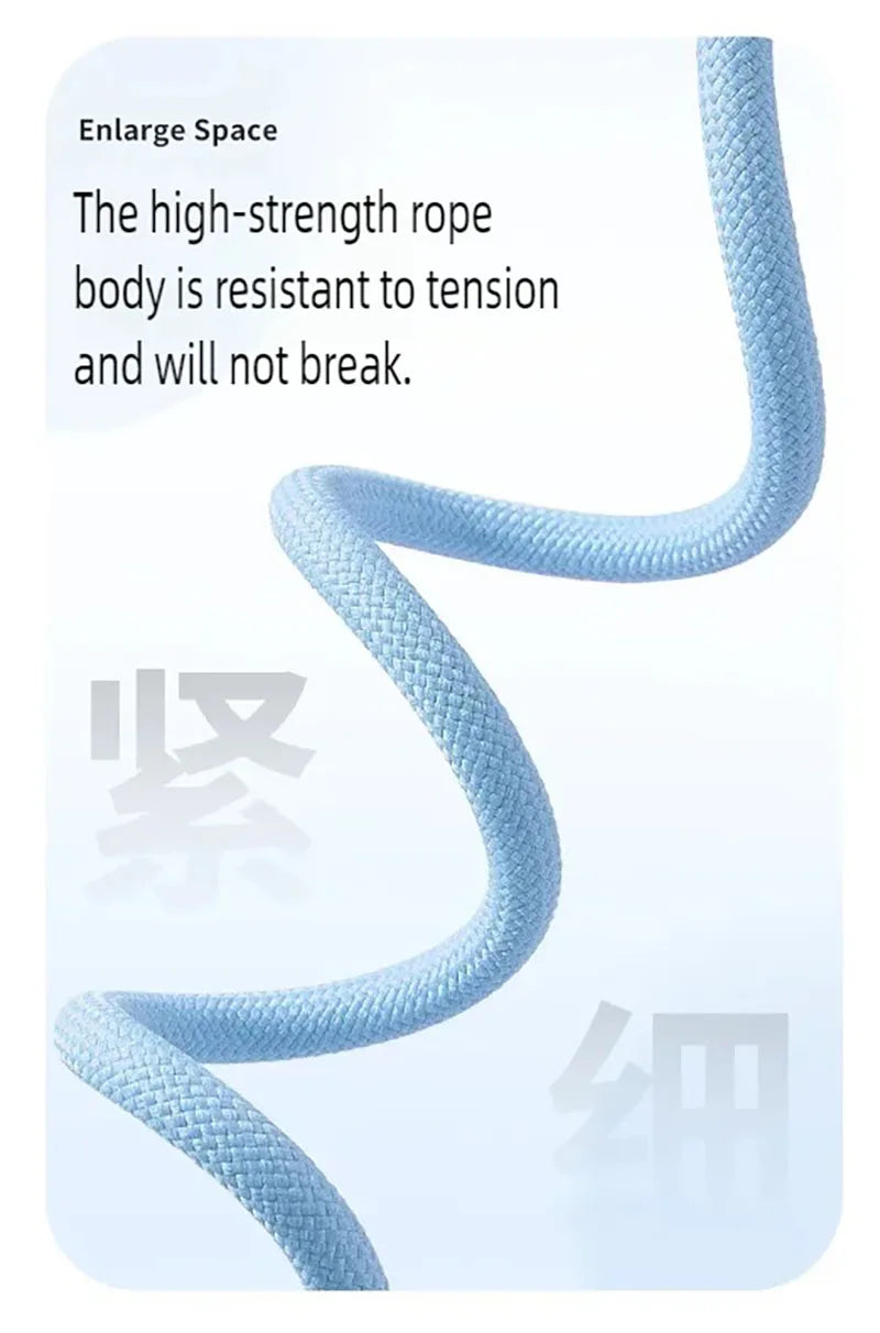 Close-up of a durable, light blue braided rope dog leash with a high-strength, tear-resistant texture.