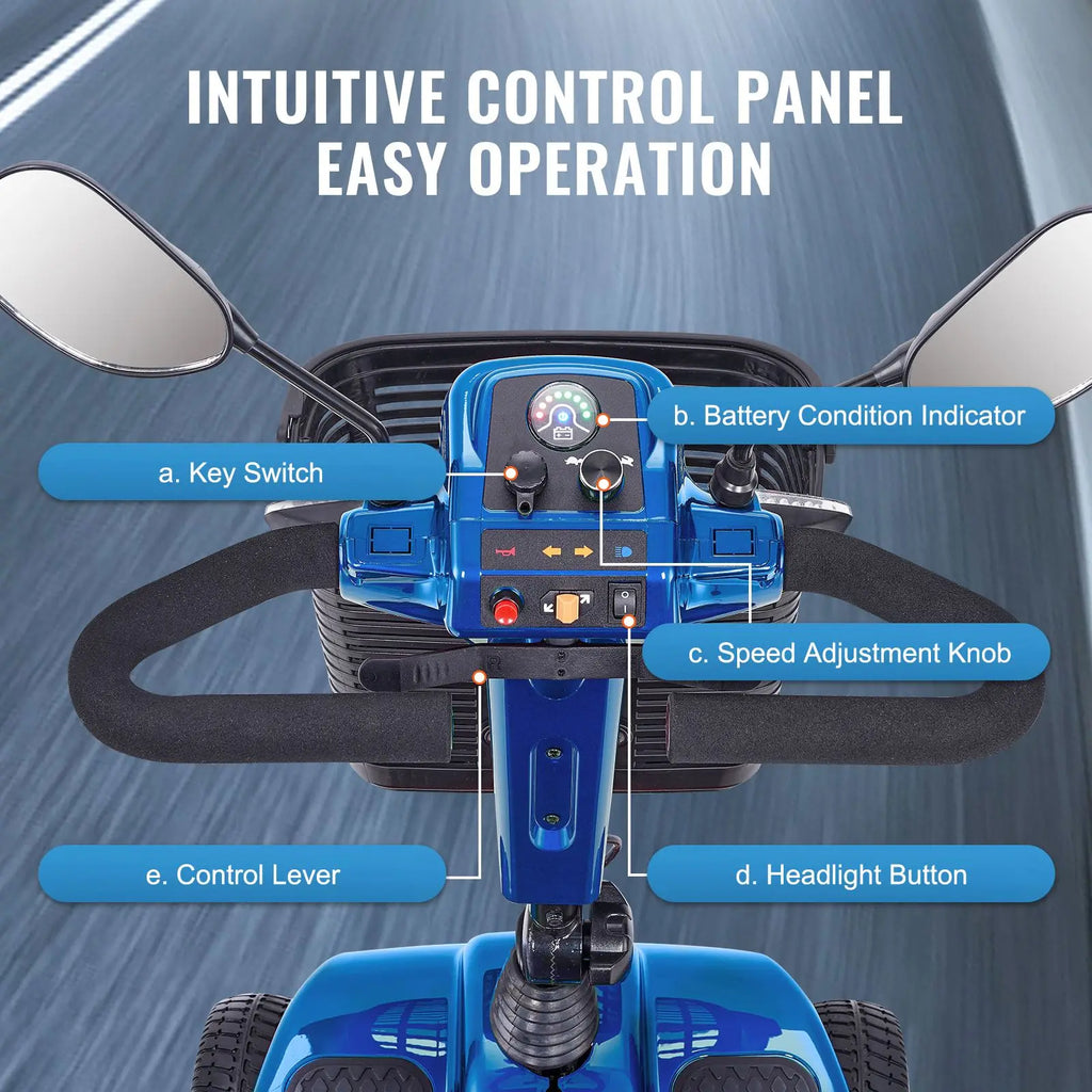 Heavy Duty 4-Wheel Electric Folding Mobility Scooter for Adults and Seniors