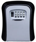 Black and grey wall-mounted metal key lock box with a four-digit combination dial.
