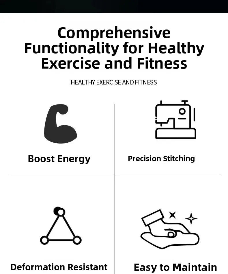 Infographic showing benefits of a training bag: boosts energy, precision stitching, deformation resistant, easy to clean.