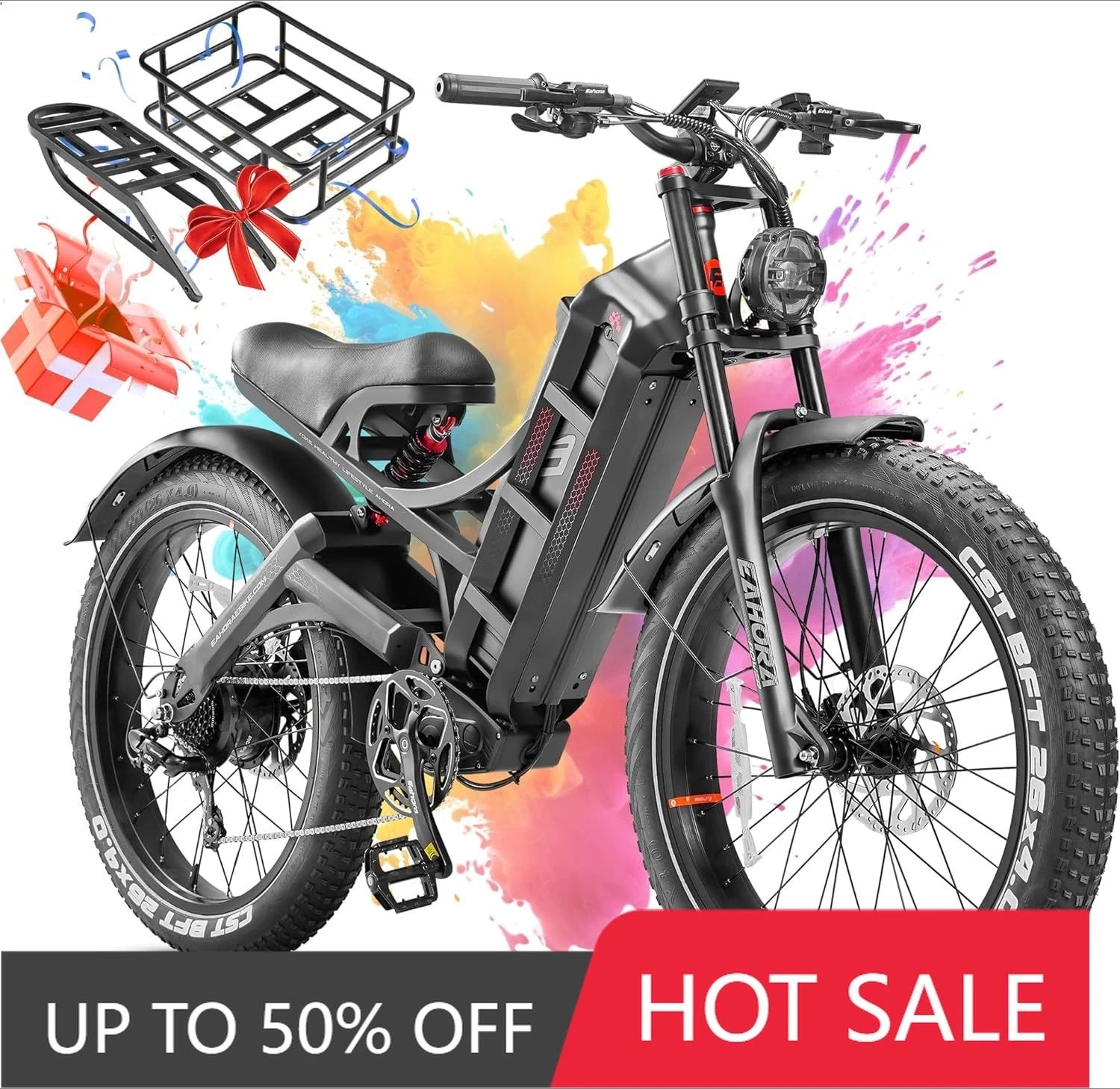 JYF Eahora Electric Bike, Carbon Steel 26-inch Electric Bike