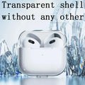 Clear, transparent protective case for AirPods 3 against a crystal background.
