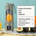 Portable grey smoothie blender with a digital display, viewing window, and integrated carrying strap.