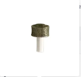 Replacement coarse-grit grinding head for pet nail trimmer with white plastic stem.