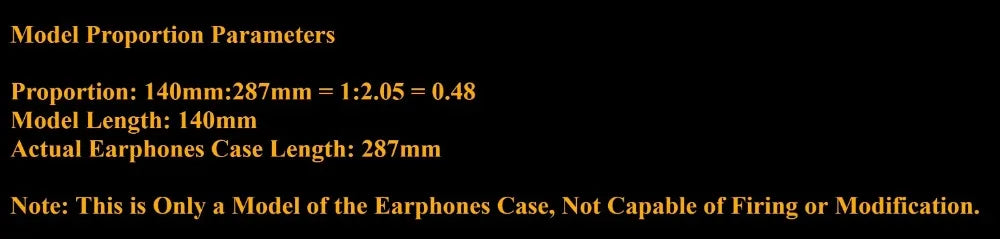 Technical specifications display for an AirPods case model with dimensions on a black background.