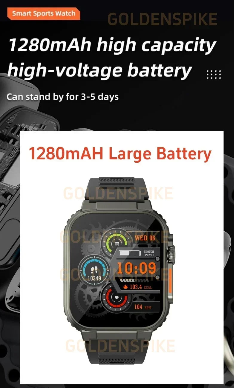 Dark grey 4G Android smartwatch with a rugged design, rotating camera, and digital sports watch face.