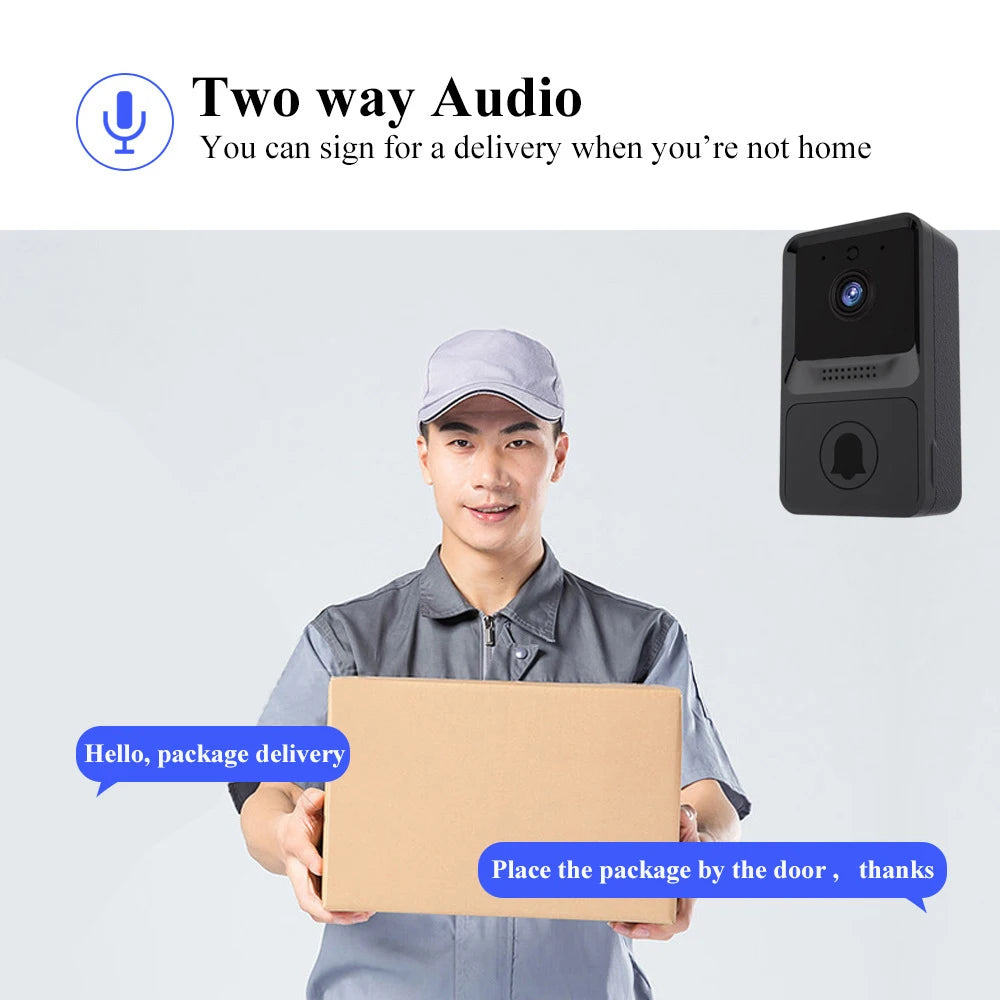 1080P HD Visual Smart Security Doorbell Camera Wireless Video Doorbell with IR Night Vision 2-Way Audio Real-Time Monitoring