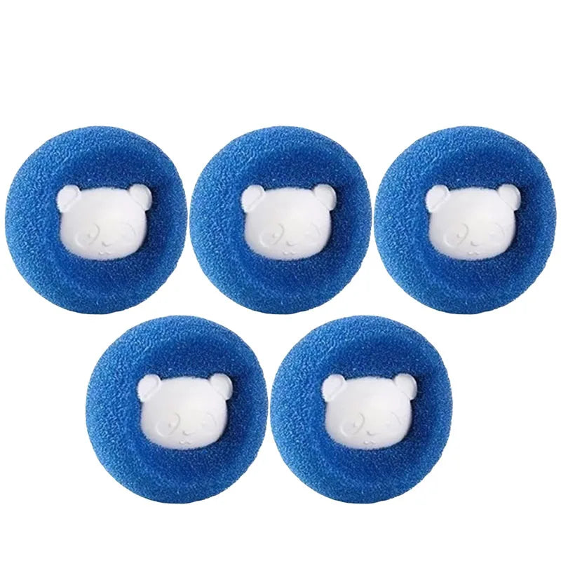 Five circular blue sponge scouring pads, each featuring a raised, white bear-shaped centre.