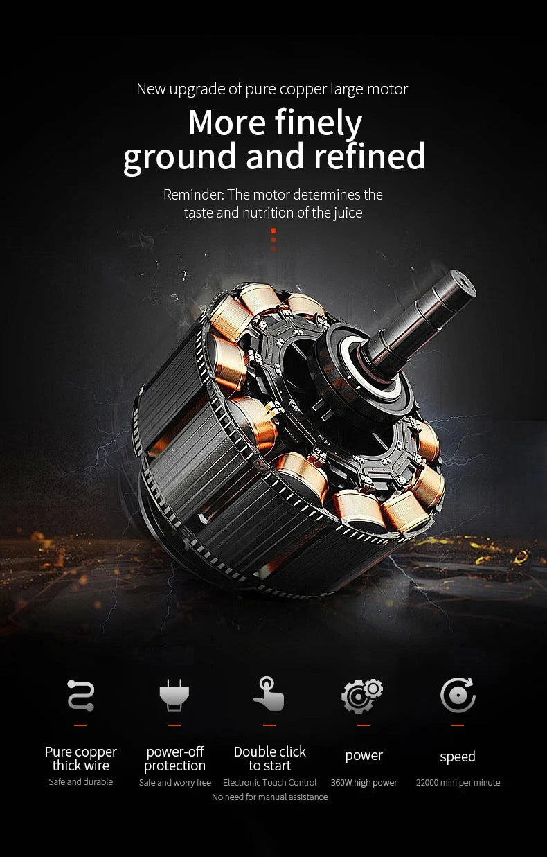 Powerful black and copper motor component shown in a technical product graphic against a dark background.