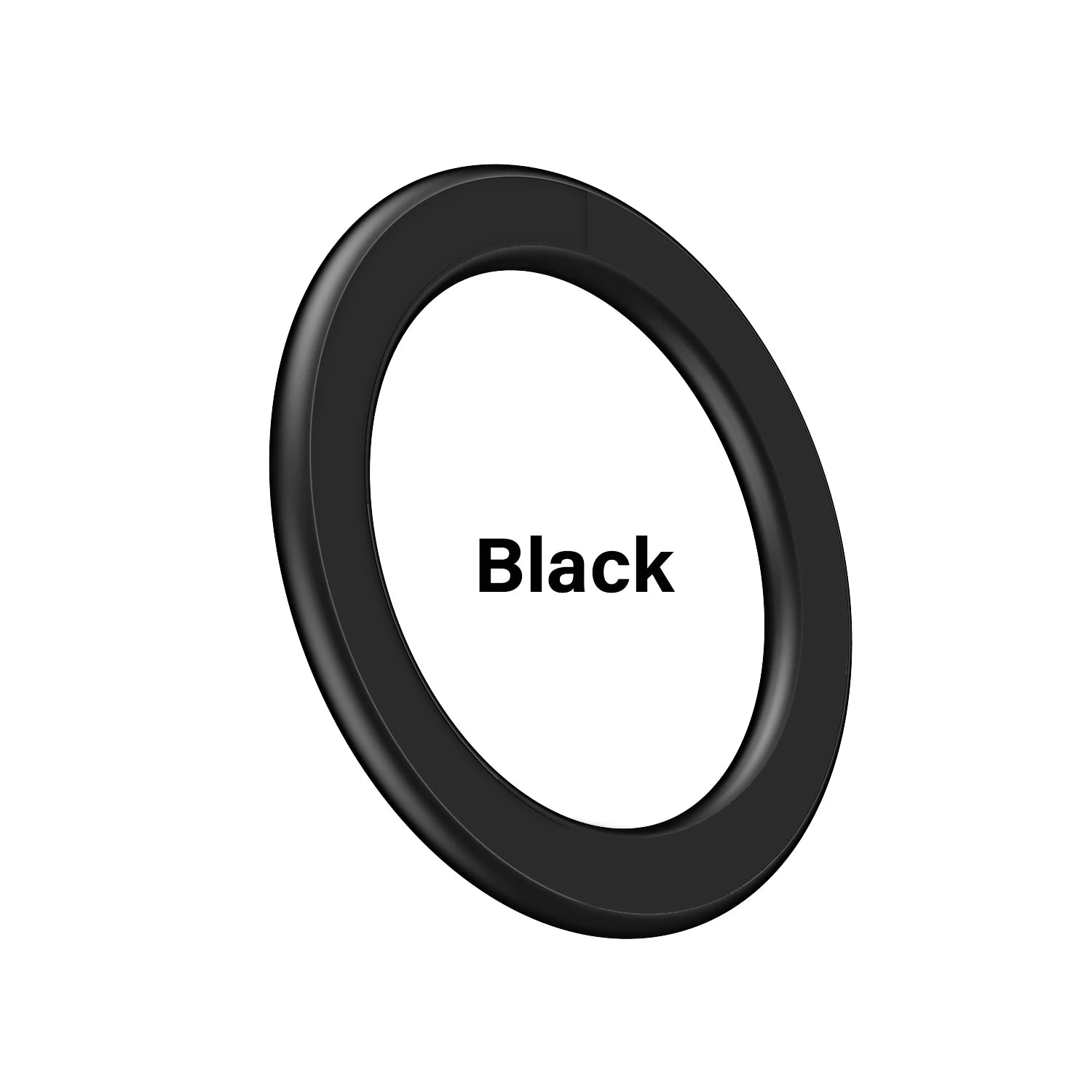 A simple, matte black circular ring frame set against a white background.