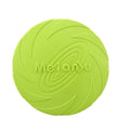 Bright green, durable silicone flying disc dog toy featuring a circular, aerodynamic swirl pattern design.