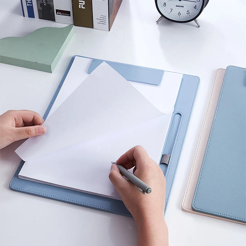 Business Office Clipboard - A4 Paper File Pen Slot - Leather Luxury