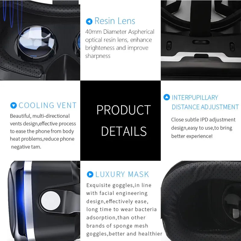 Black VR headset with adjustable lenses, cooling vents, and comfortable padded face mask for an immersive experience.