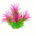 Artificial aquarium plant with tall, vibrant pink, spikey leaves and a base of small, bright green foliage.