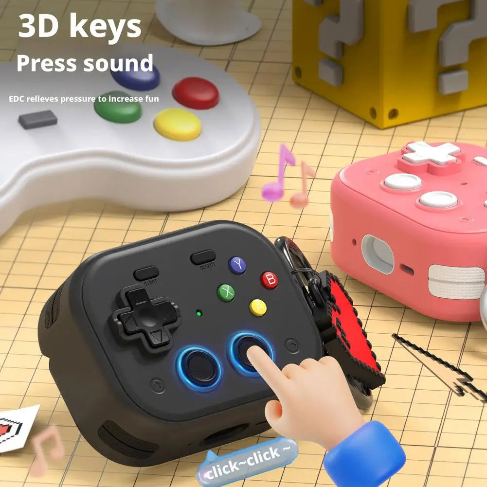 Black silicone AirPod case shaped like a retro games controller with tactile 3D buttons.
