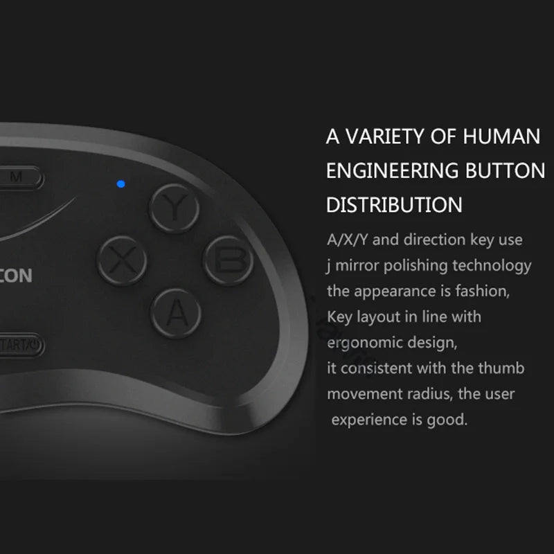 Black VR remote control with an ergonomic, polished button layout for intuitive thumb-controlled navigation.
