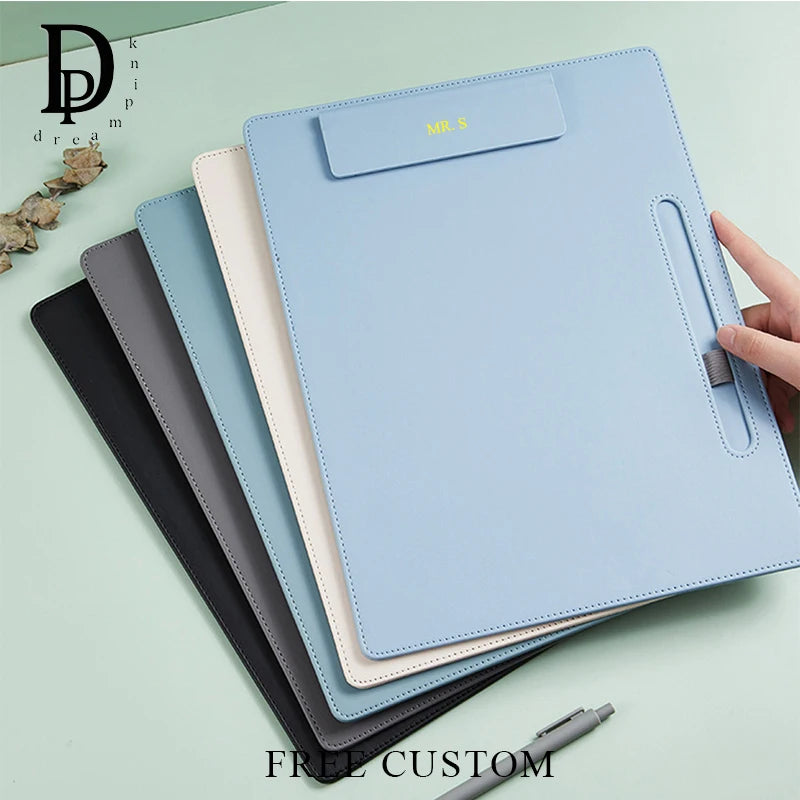 Business Office Clipboard - A4 Paper File Pen Slot - Leather Luxury