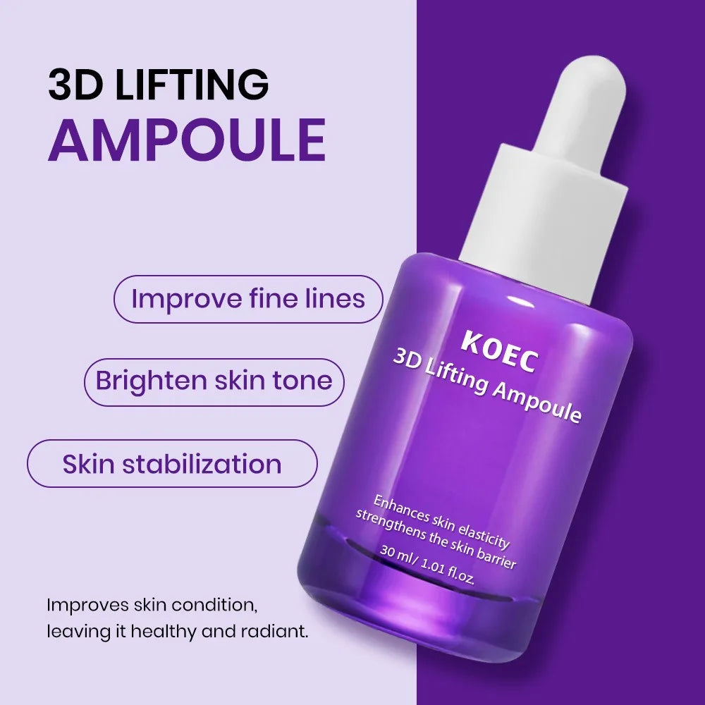 Purple glass 3D lifting ampoule dropper bottle to brighten skin, improve elasticity, and strengthen the skin barrier.