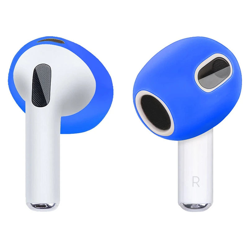 Blue silicone protective ear tip covers for Apple AirPods 3.