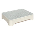 A white, rectangular soilless cat grass planting tray with a slotted top and raised feet on a white background.