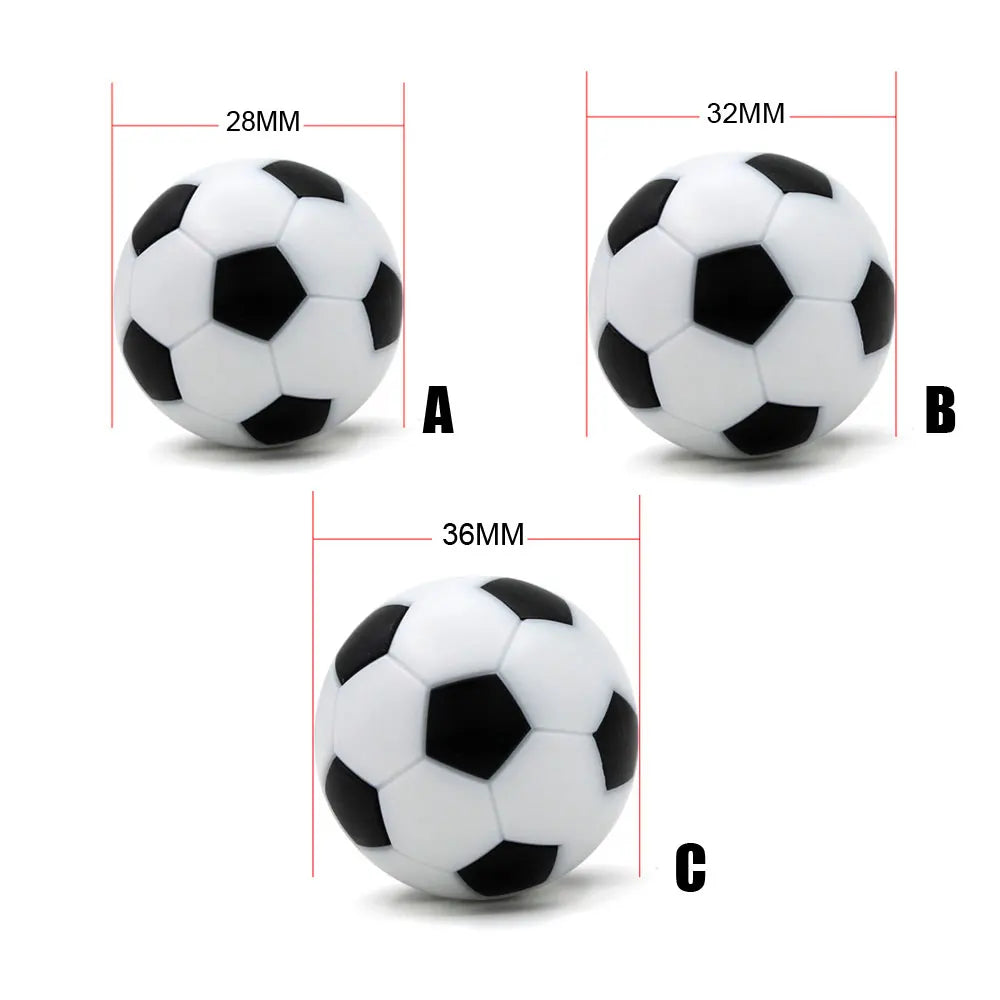 Three black and white football-patterned spherical knobs in sizes 28mm, 32mm, and 36mm.