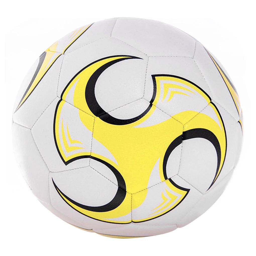 White football featuring a dynamic, modern yellow and black graphic pattern.