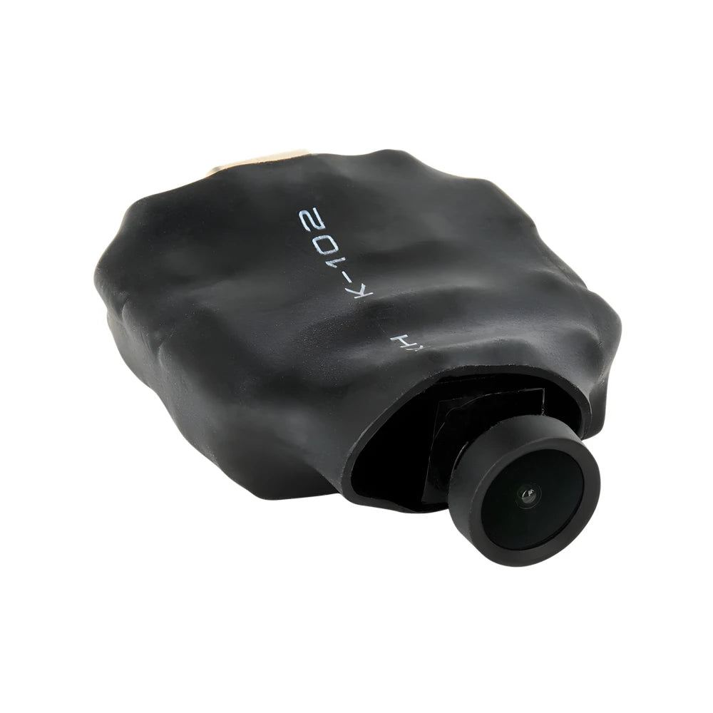 Black K-102 hidden button camera with a small lens, encased in flexible black material.