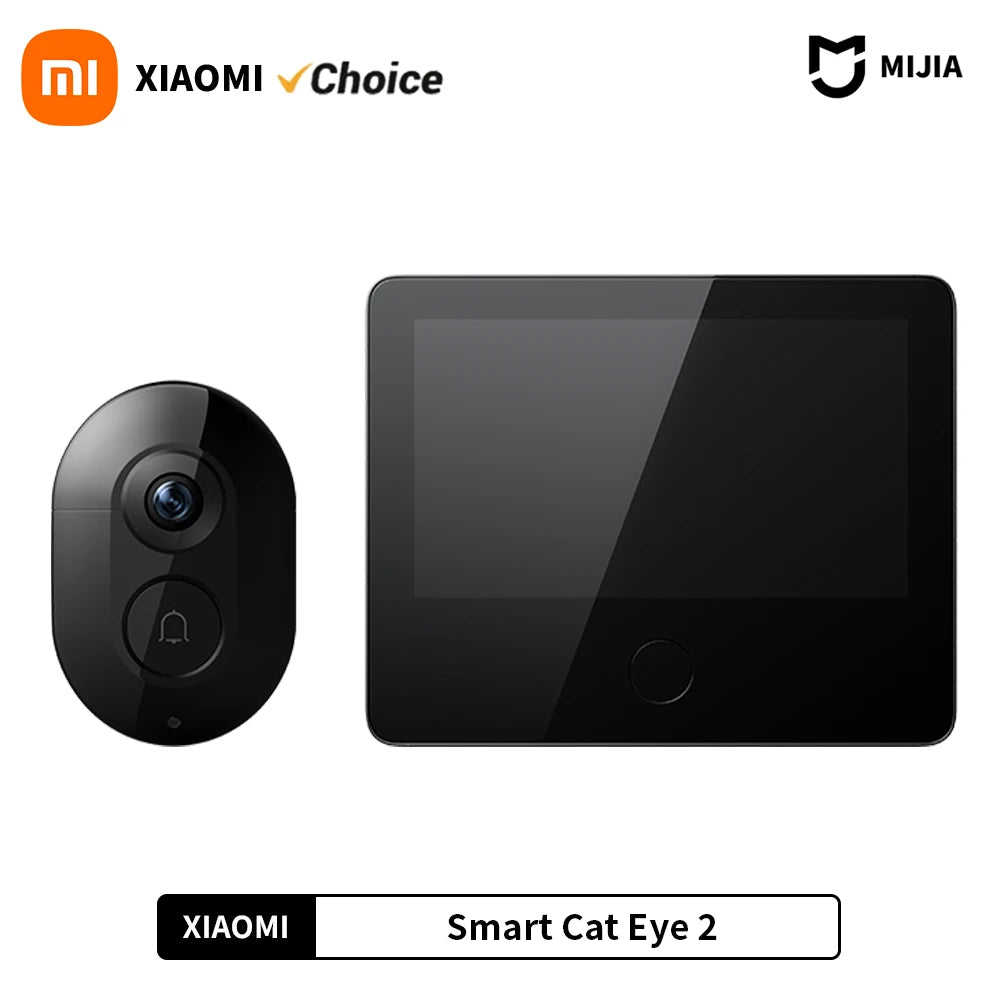 Smart video doorbell with a black oval camera unit and a 5-inch HD display screen for clear home security monitoring.