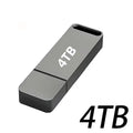 Sleek, grey metal USB flash drive with a rectangular design and a built-in lanyard hole.
