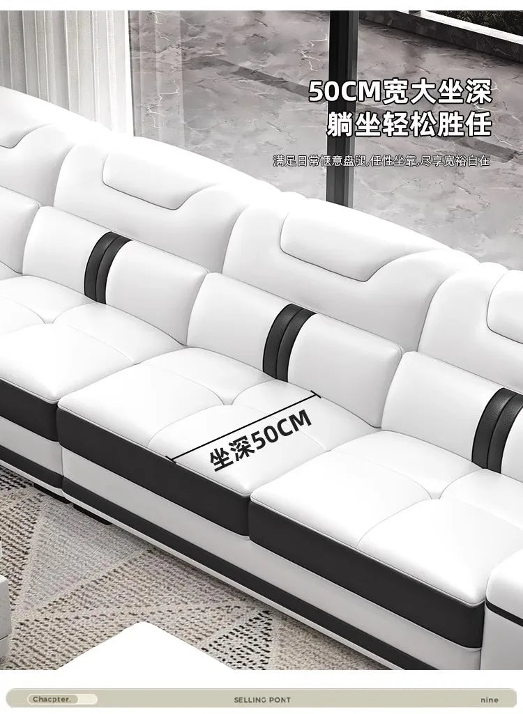 Quality Leather Luxury Comfortable Minimalist Sofa