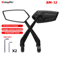 Two black EasyDo bicycle handlebar mirrors with long brackets, integrated bases, and two included hex tools.