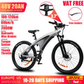 HUANCI Q5 gray electric mountain bike with thick tires, front suspension, and digital display handle.