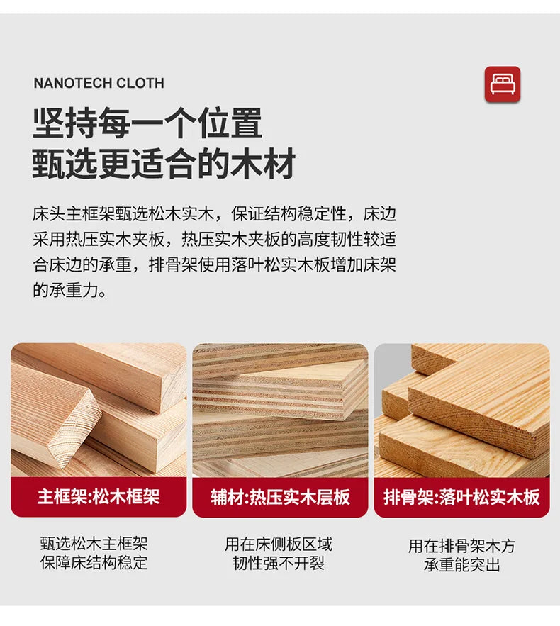 A close-up view showing the high-quality solid wood components used in the construction of our king size bed frame.
