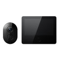 Smart black video doorbell with a 5-inch HD screen and doorbell camera unit.