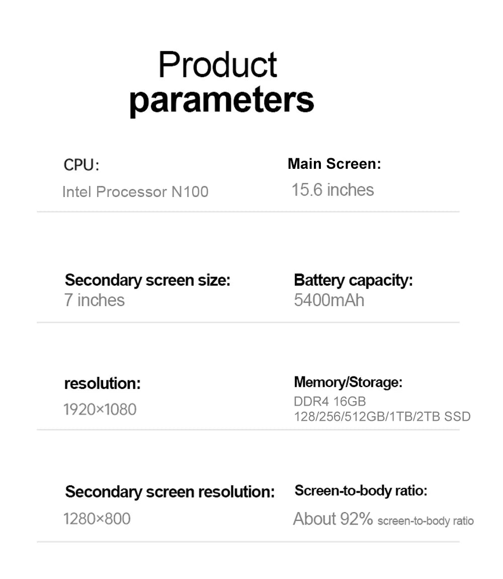 15.6" Touch Screen  Backlit keyboard Windows 11 Notebook Computer Dual Screen Laptop