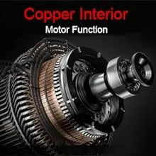 Close-up of a powerful motor featuring a durable copper coil interior, shown against a dark background.