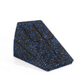 Black foam squat ramp with blue flecks, featuring a sloped surface with two recessed channels.