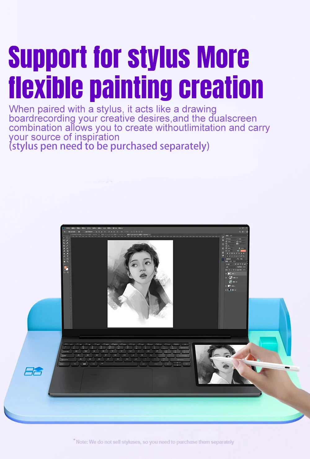 15.6" Touch Screen  Backlit keyboard Windows 11 Notebook Computer Dual Screen Laptop