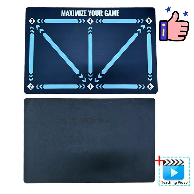 Black training mat with blue directional arrows and numbered layout for sports and game practice.