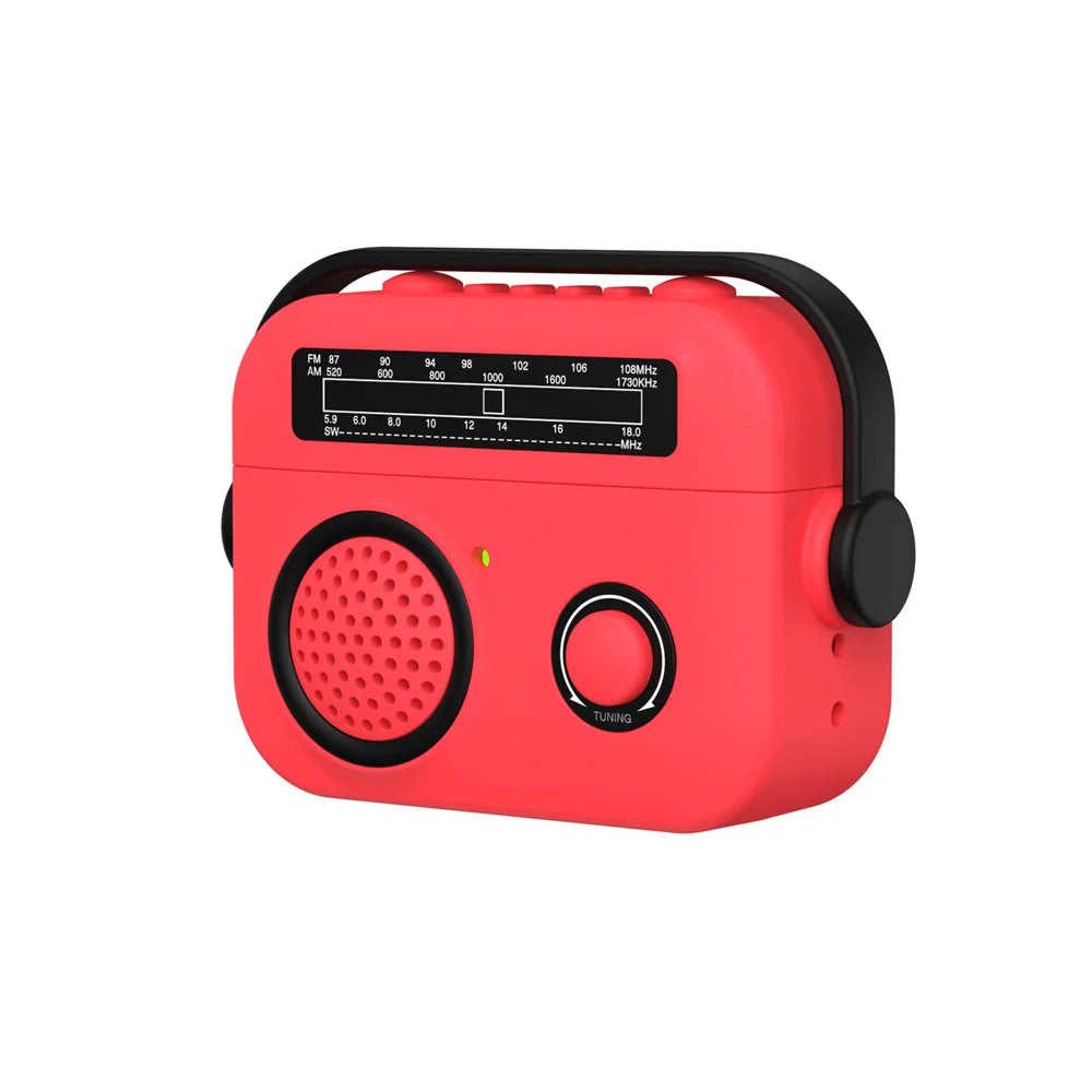 Red silicone retro radio-style protective case for Apple AirPods Pro.