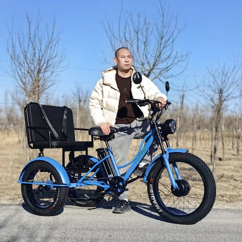 750W Fatbike Electric Bicycle 48V High Power With Passenger Seat