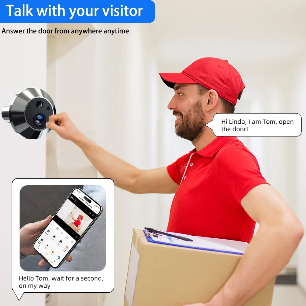 5MP Tuya Smartlife Home Doorbell Cat Eye Camera PIR Motion Detection Wifi Doorbell Night Vision Peepholes 4.3 Inch