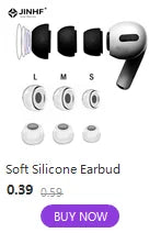 Soft silicone replacement ear tips in three sizes for Apple AirPods Pro, in black and white.