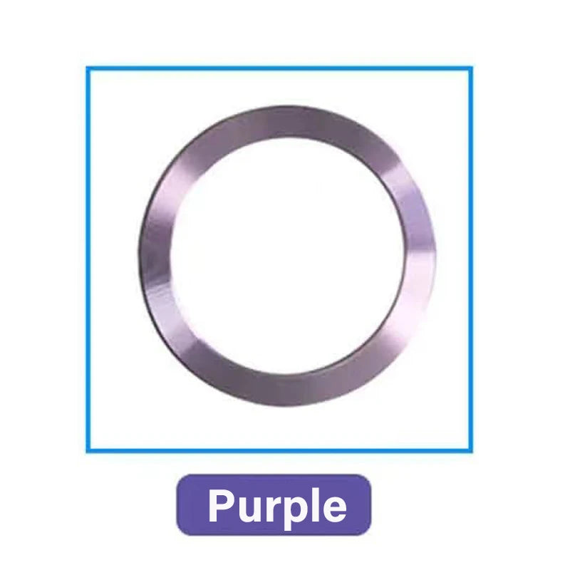 A simple, circular purple metal ring or protective lens cover with a smooth, reflective finish.